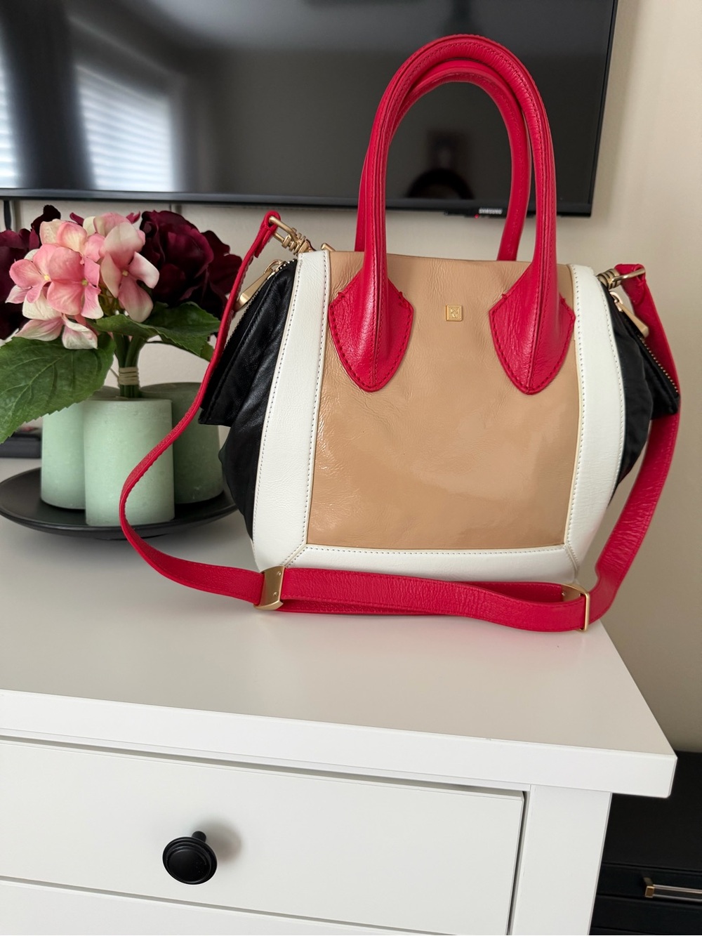 Pour La Victoire Maison Colorblock Leather Satchel Crossbody Bag